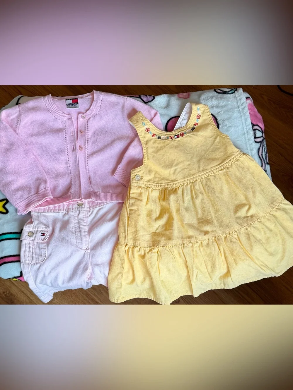 Vintage Tommy Hilfiger Baby Girl 12-18M 3pc Outfit Dress Jumper Cardigan Y2K